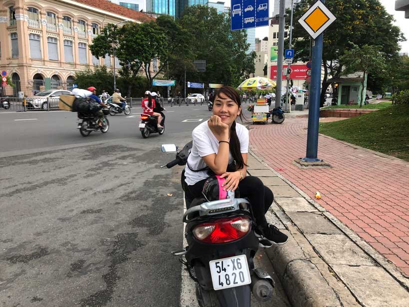 A friend (Vietnamese girl) from Ho Chi Min City who had been giving me a lift all the time. 