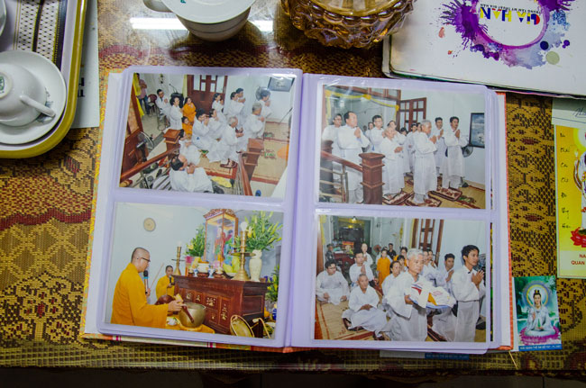 You can see Vietnamese family mourning in white clothes and headscarf
