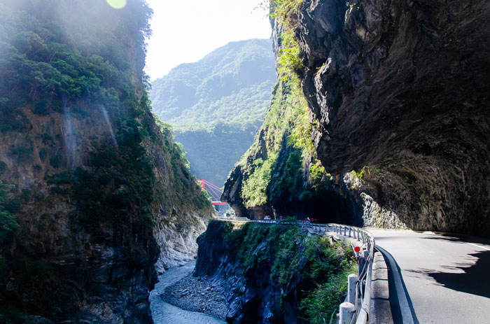 The most beautiful way between mountains, covered by rocks on the way Zhongbu cross-island highway.
